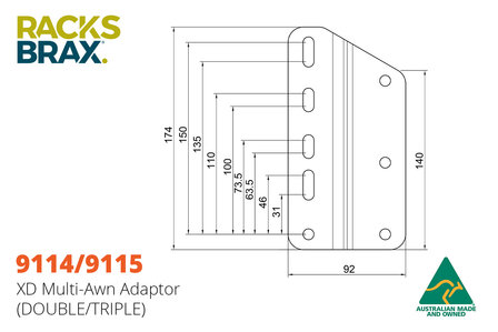 Racksbrax 9115 universele XD metalen adapterplaten set o.a. Bushwakka ( stuks-triple) 