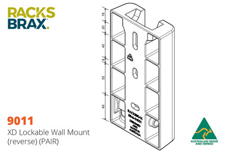 Racksbrax 9011 XD muurmontage set afsluitbaar (2 stuks-double) 