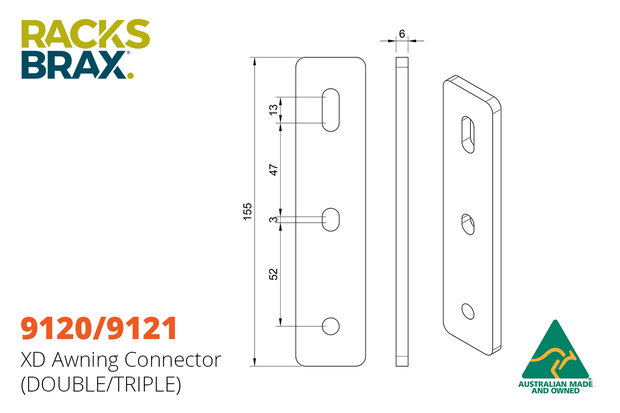 Racksbrax 9120 XD metalen adapterplaten set Alu-cab 270 + Quickpitch 270 (2 stuks-double) 