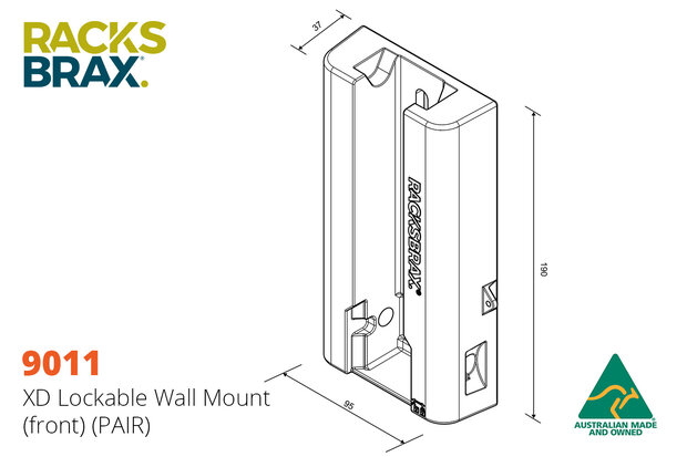 Racksbrax 9011 XD muurmontage set afsluitbaar (2 stuks-double) 