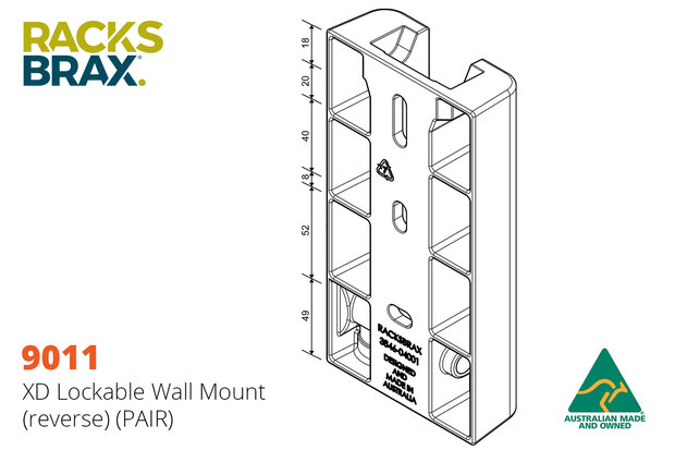 Racksbrax 9011 XD muurmontage set afsluitbaar (2 stuks-double) 