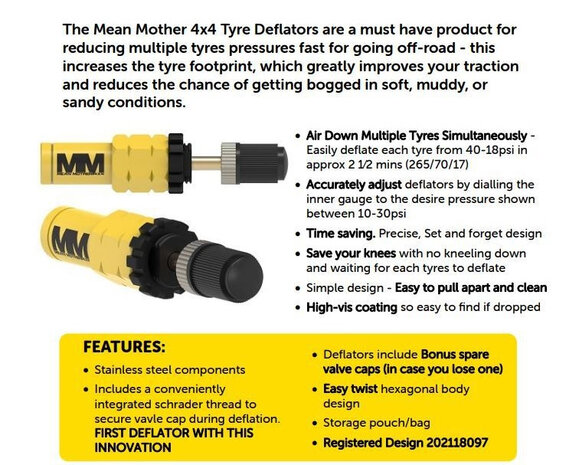 MEAN MOTHER 4x4 tyre deflator set 4 pack