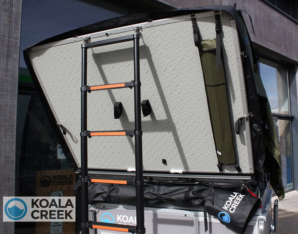 KOALA CREEK daktent zwarte telescoopladder zelfinschuivend - 230 cm lang  